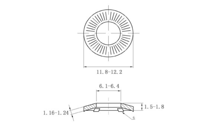 Bản vẽ kỹ thuật Lông Đền Tiếp Xúc Thép Mạ Dacromet SN70093 M6