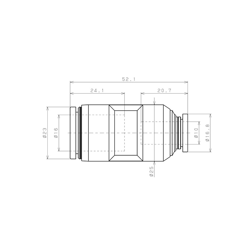 Bản vẽ kỹ thuật Đầu Nối Nhanh Khí Nén Dạng Nối Giẩm Pisco PG16-10W-C