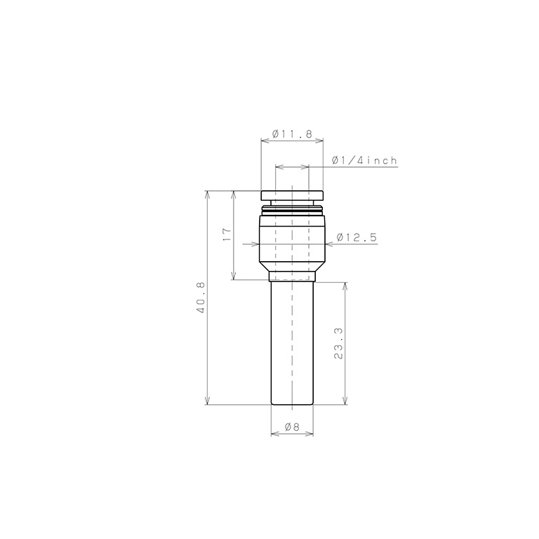 Bản vẽ kỹ thuật Đầu Nối Nhanh Khí Nén Giữa Ống Khí Và Fitting Dạng Nối Giảm Pisco PGJ8-1/4-C