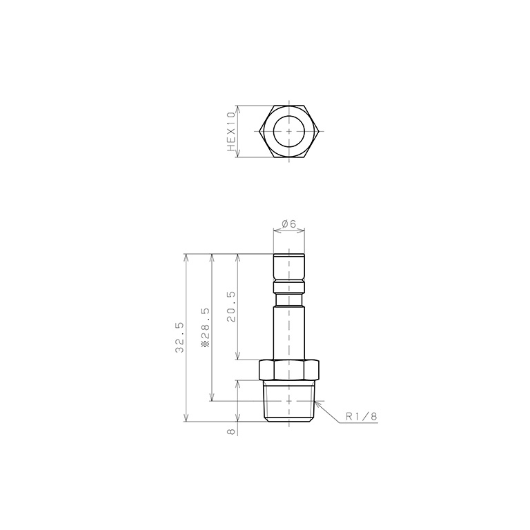 Bản vẽ kỹ thuật Đầu Nối Ren Đực Và Fitting Pisco SPTJ6-01