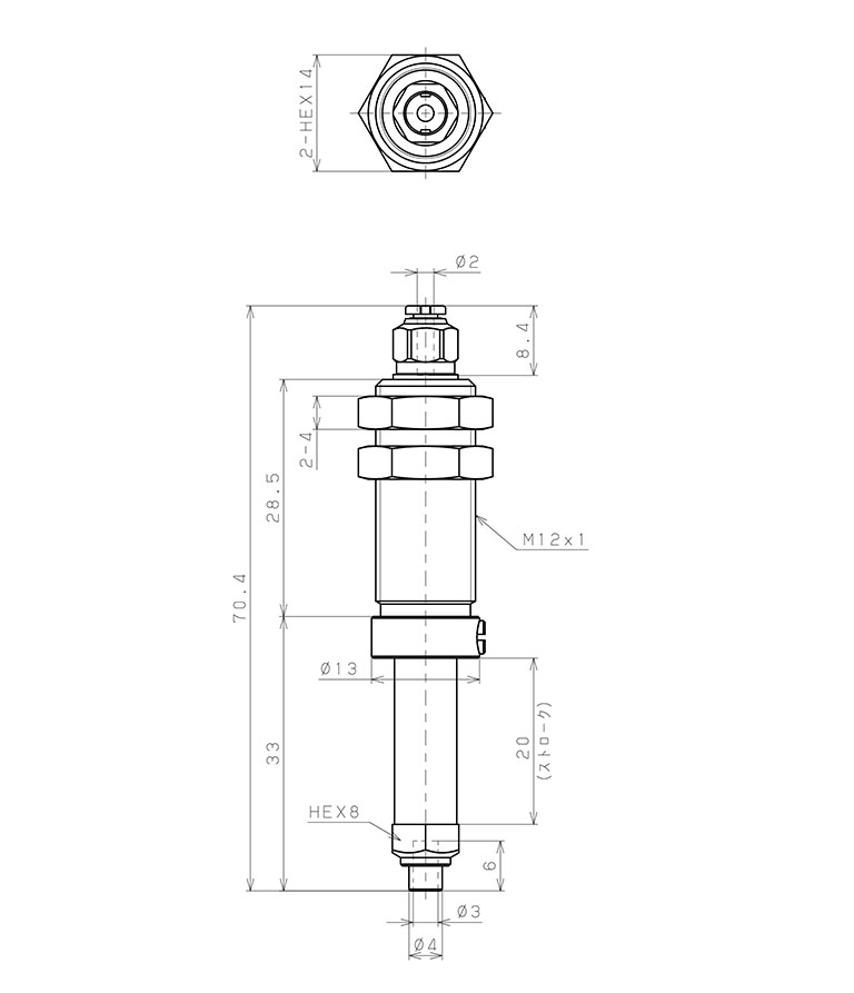 Bản vẽ kỹ thuật Bộ Nấm Hút Chân Không Và Giá Đỡ, Silicone Dẫn Điện, O.D 2 mm, Pisco VPC2-20RSE-2J