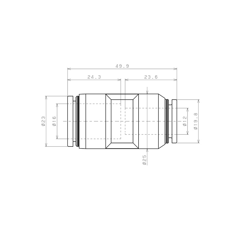 Bản vẽ kỹ thuật Đầu Nối Nhanh Khí Nén Dạng Nối Giẩm Pisco PG16-12SUS
