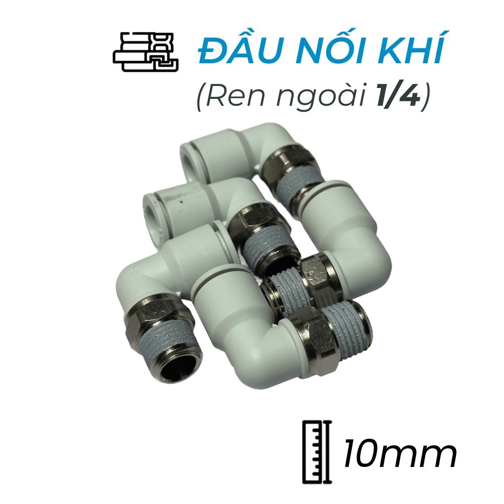 Đầu Nối Nhanh Khí Nén Cong Ø10mm - Ren Ngoài 1/4" CDC MPL 1002N-W (Màu Trắng)