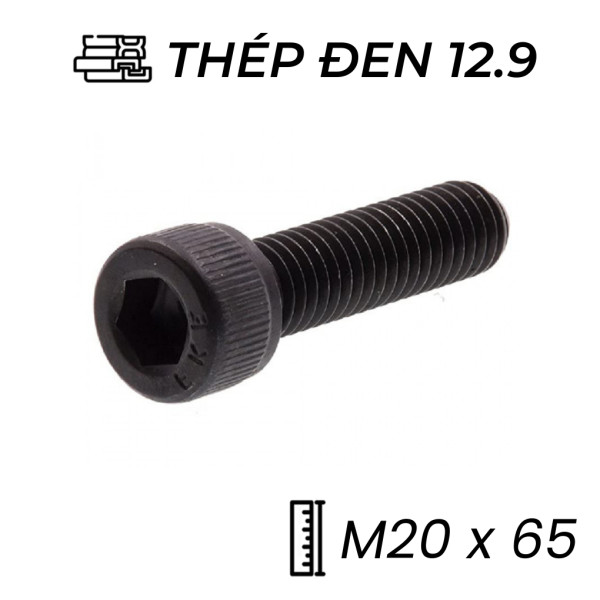 Lục Giác Chìm Đầu Trụ Thép Đen 12.9 DIN912 M20x65