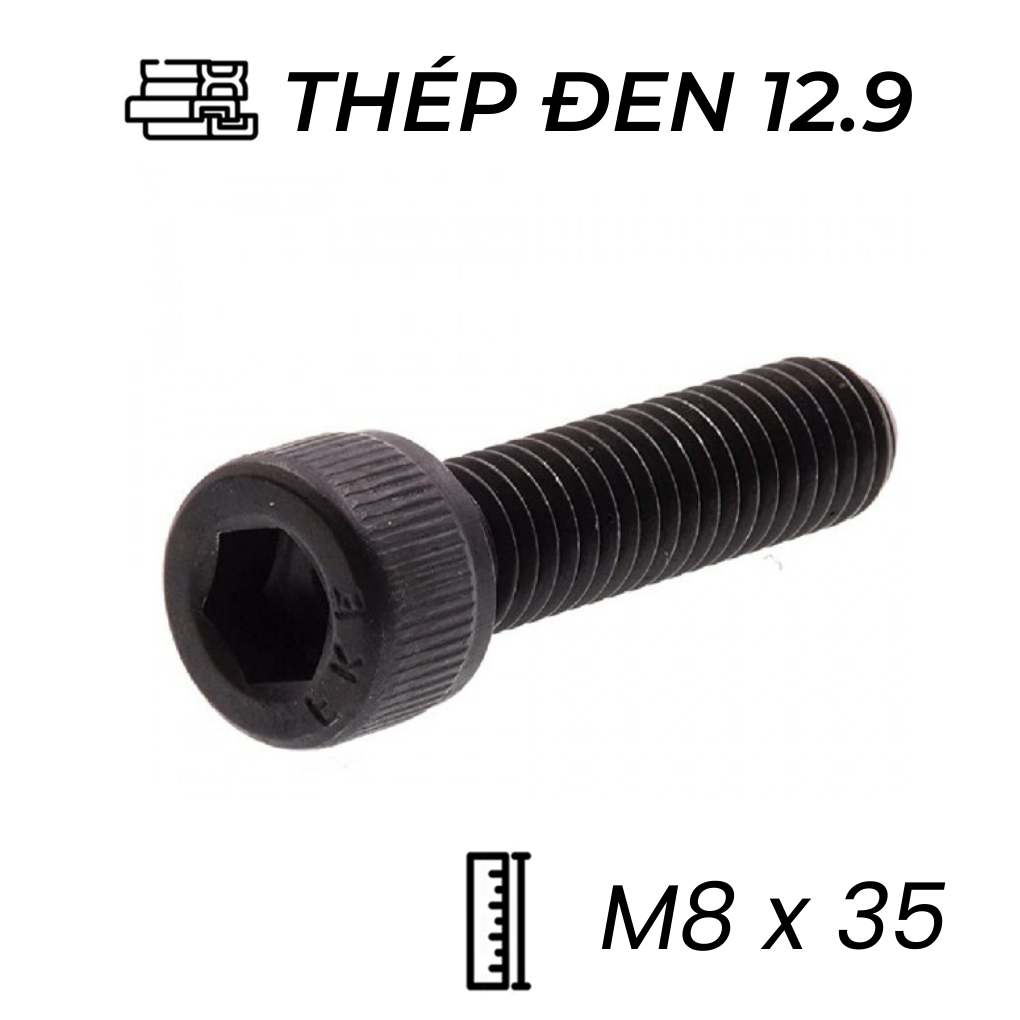 Lục Giác Chìm Đầu Trụ Thép Đen 12.9 DIN912 M8x35