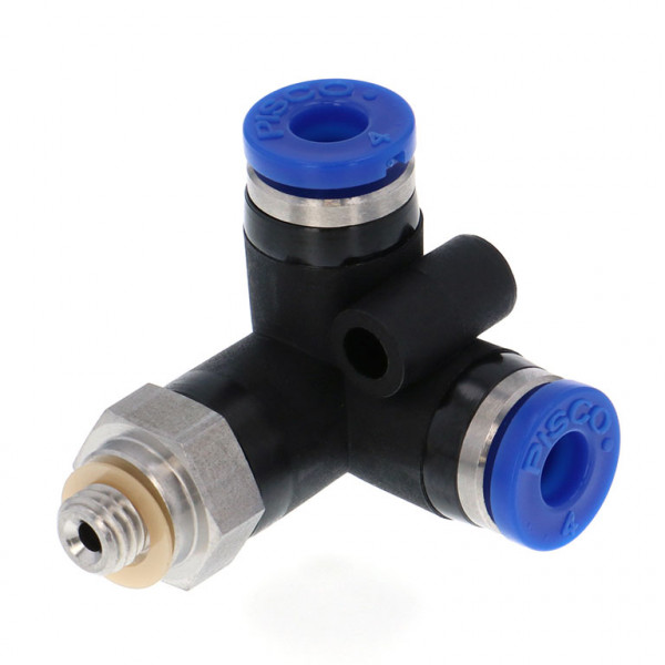 Đầu Nối Nhanh Khí Nén Hai Nhánh Chạc Ba Cong 90° Ren Ngoài Pisco SPVX6-M6