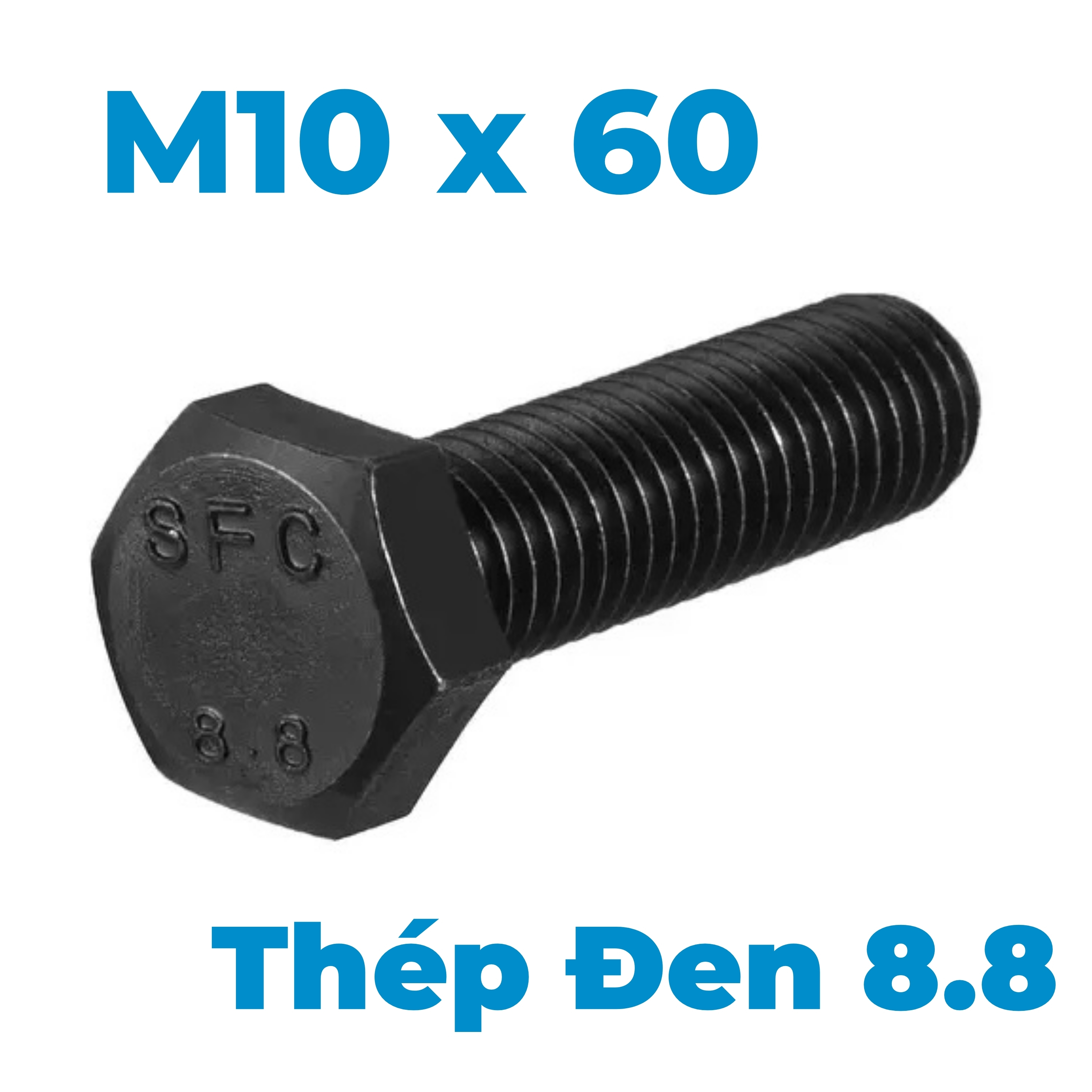Bulong Thép Đen 8.8 DIN933 M10x60