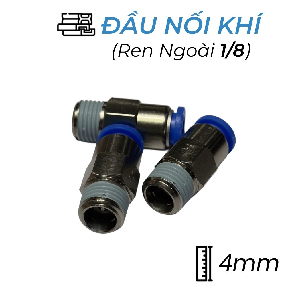 Đầu Nối Nhanh Khí Nén Tự Ngắt Ø4mm - Ren Ngoài 1/8" CDC SPC 0401