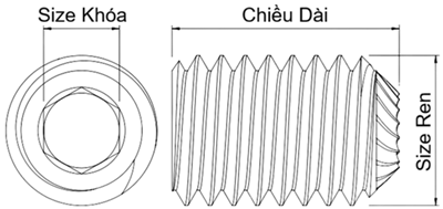 Bản vẽ kỹ thuật Vít Trí Đuôi Lõm Có Khía Thép Đen GR 9 UNC 1/4-20 x 1/4