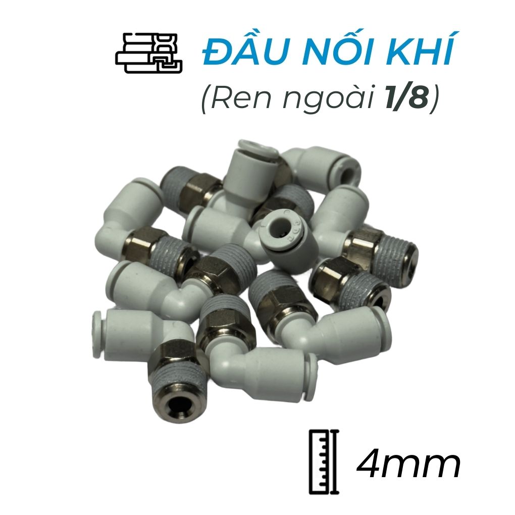Đầu Nối Nhanh Khí Nén Cong Ø4mm - Ren Ngoài 1/8" CDC MPL 0401N-W (Màu Trắng)