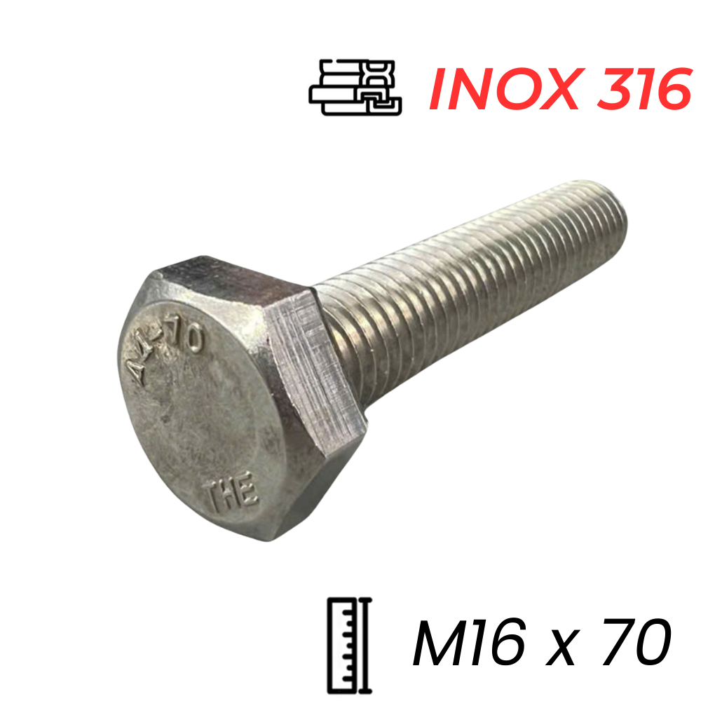 Bulong Inox 316 DIN933 M16x70