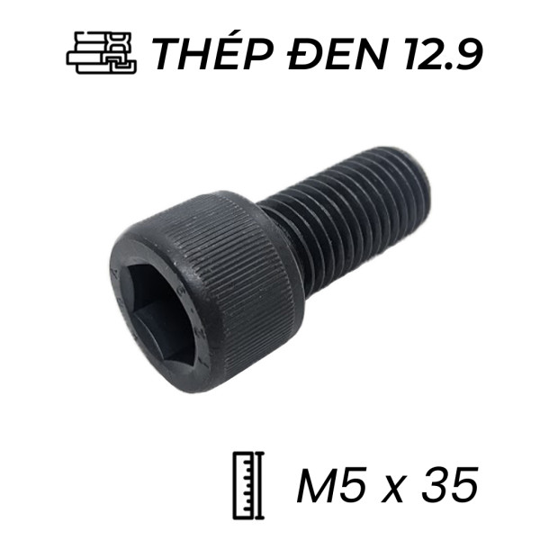 Lục Giác Chìm Đầu Trụ Thép Đen 12.9 DIN912 M5x35