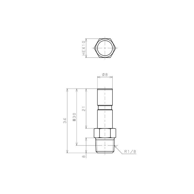 Bản vẽ kỹ thuật Đầu Nối Ren Đực Và Fitting Pisco PTJ8-01
