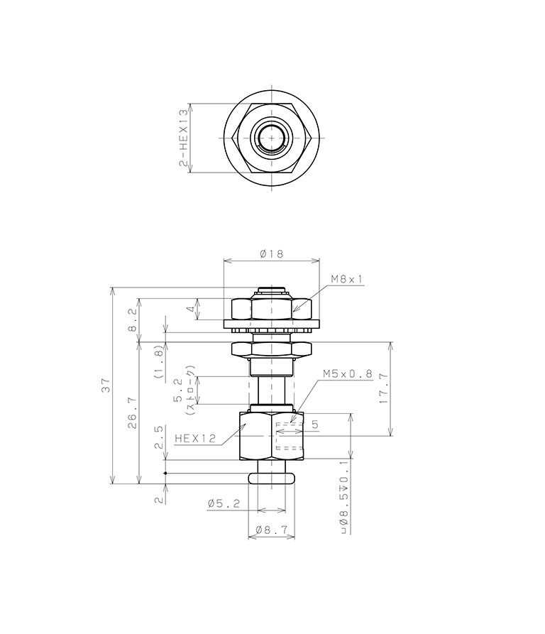 Bản vẽ kỹ thuật Giá Đỡ Nấm Hút Chân Không Có Lò Xo, Pisco VPHD-T15-5-M5