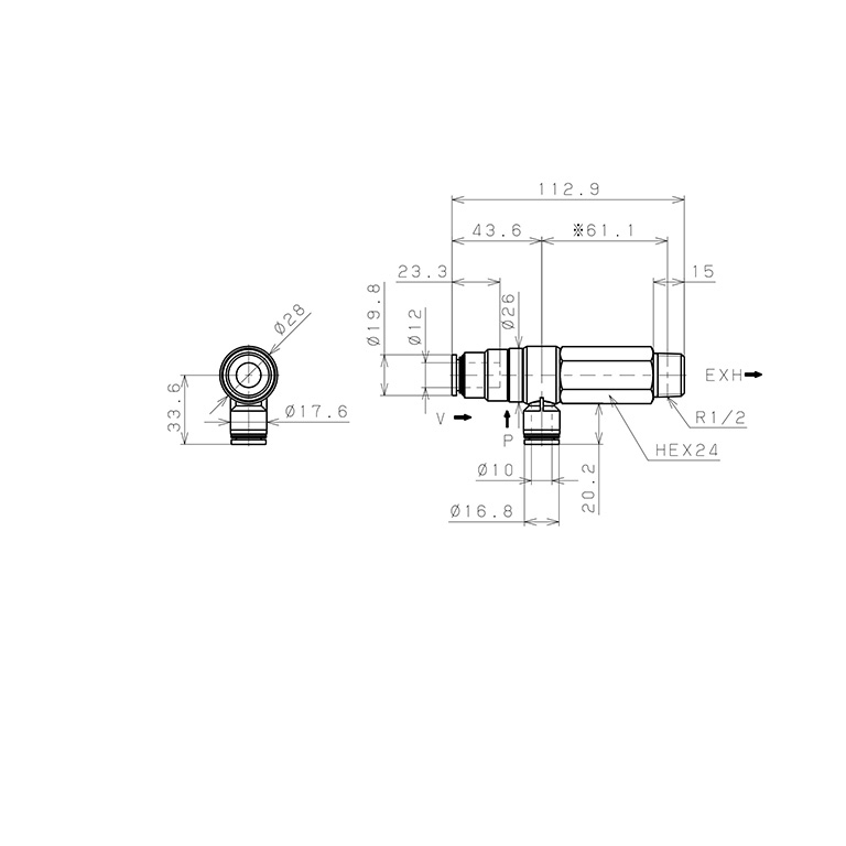 Bản vẽ kỹ thuật Bộ Tạo Chân Không Dòng VRL Pisco VRL200-121004