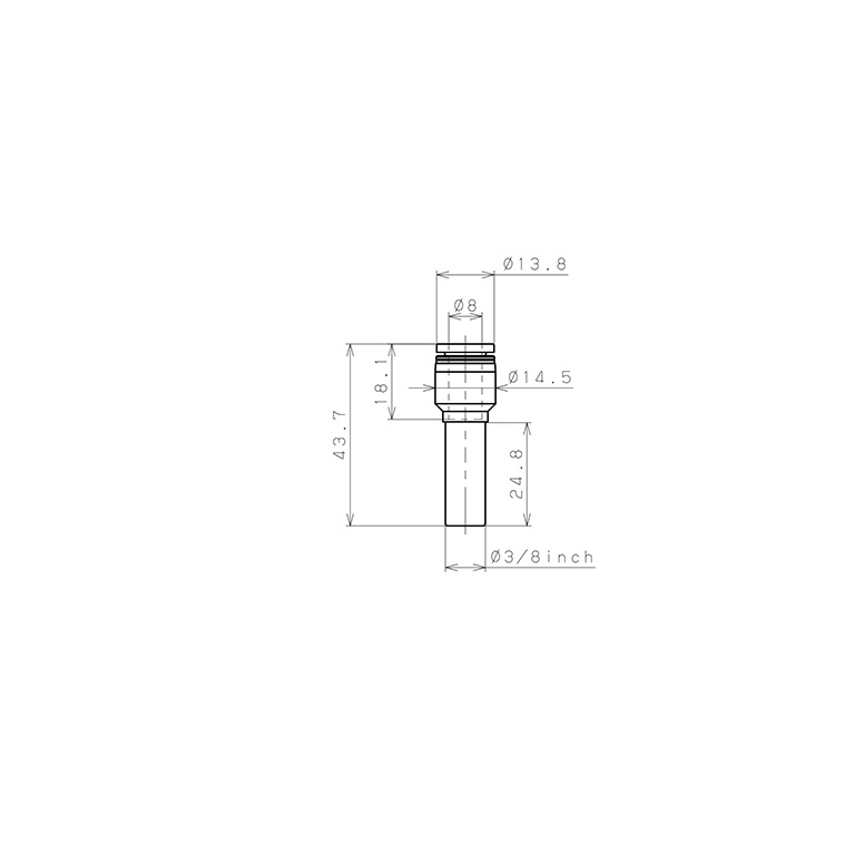 Bản vẽ kỹ thuật Đầu Nối Nhanh Khí Nén Giữa Ống Khí Và Fitting Dạng Nối Giảm Pisco PPGJ3/8-8-HN