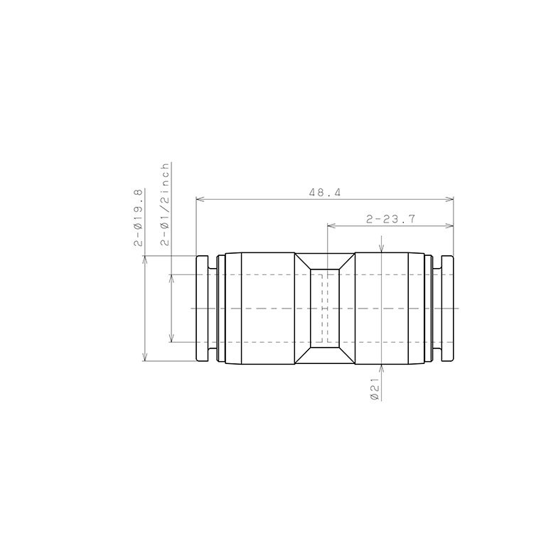 Bản vẽ kỹ thuật Đầu Nối Nhanh Khí Nén Dạng Thẳng Pisco PU1/2-UC