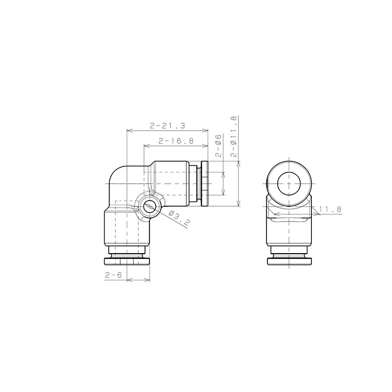 Bản vẽ kỹ thuật Đầu Nối Nhanh Khí Nén Cong 90° Pisco SSPV6-X