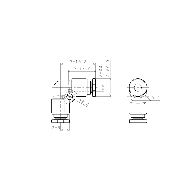 Bản vẽ kỹ thuật Đầu Nối Nhanh Khí Nén Cong 90° Pisco SSPV4-C
