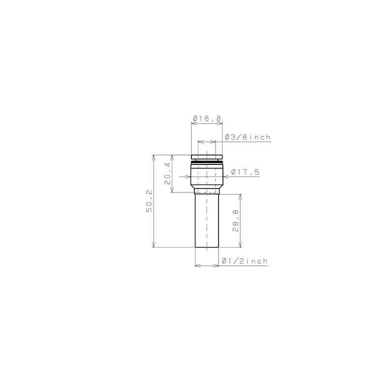 Bản vẽ kỹ thuật Đầu Nối Nhanh Khí Nén Giữa Ống Khí Và Fitting Dạng Nối Giảm Pisco PPGJ1/2-3/8-HN-UC