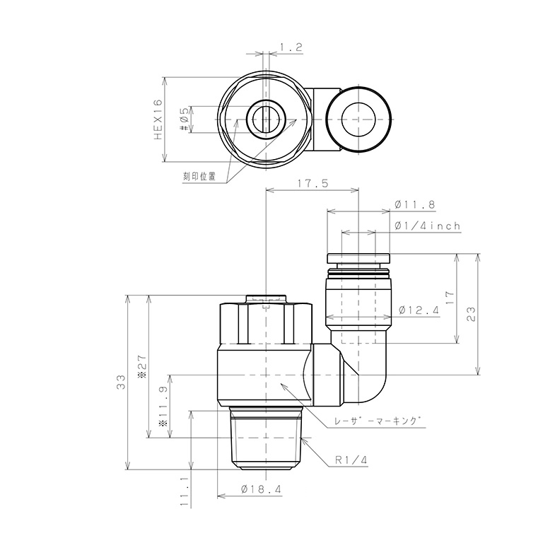 Bản vẽ kỹ thuật Van Tiết Lưu Khí Nén Đầu Vít Dẹp Pisco JSDS1/4-02B-C