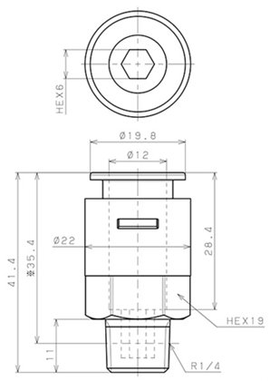 Bản vẽ kỹ thuật Đầu Nối Nhanh Khí Nén Dạng Thẳng Thân Lục Giác Ren Ngoài Pisco APC12-02-N-C