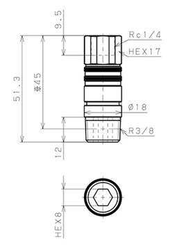 Bản vẽ kỹ thuật Bộ Đầu Ngạnh Nối Ống Dẫn Điều Khiển Nhiệt Độ Khuôn Đúc Dạng Thẳng Ren Trong Pisco AKC10-02F03