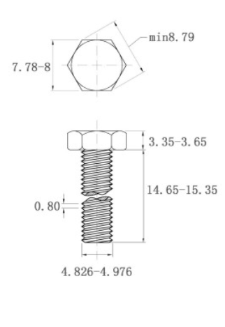 Bản vẽ kỹ thuật Bulong Inox 304 DIN933 M5x15