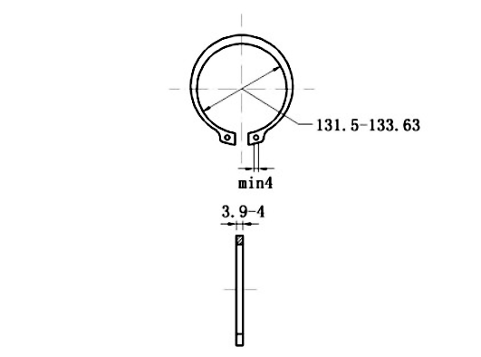 Bản vẽ kỹ thuật Phe Gài Trục Thép 65Mn DIN471 D140x4.0