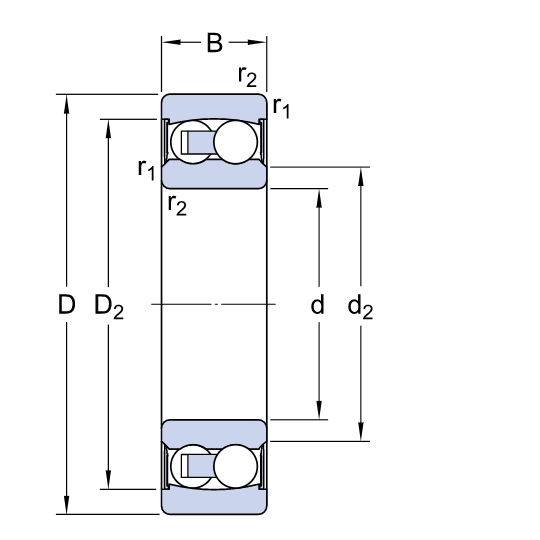 Bản vẽ kỹ thuật Vòng Bi Cầu Tự Lựa SKF 2201 E-2RS1TN9
