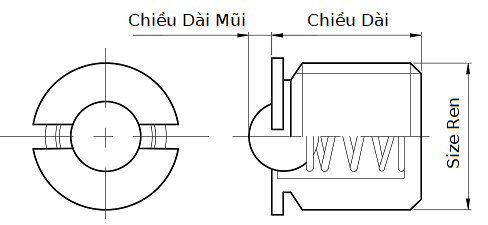 Bản vẽ kỹ thuật Vít Bi Nhún Đồng Thau Đầu Inox 440C FBPJB5