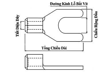 Bản vẽ kỹ thuật Đầu Cosse Chĩa Chữ Y Trần 0.5-1.5 mm2 KST SNBL1-4