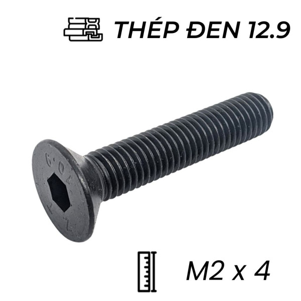 Lục Giác Chìm Col Thép Đen 12.9 DIN7991 M2x4