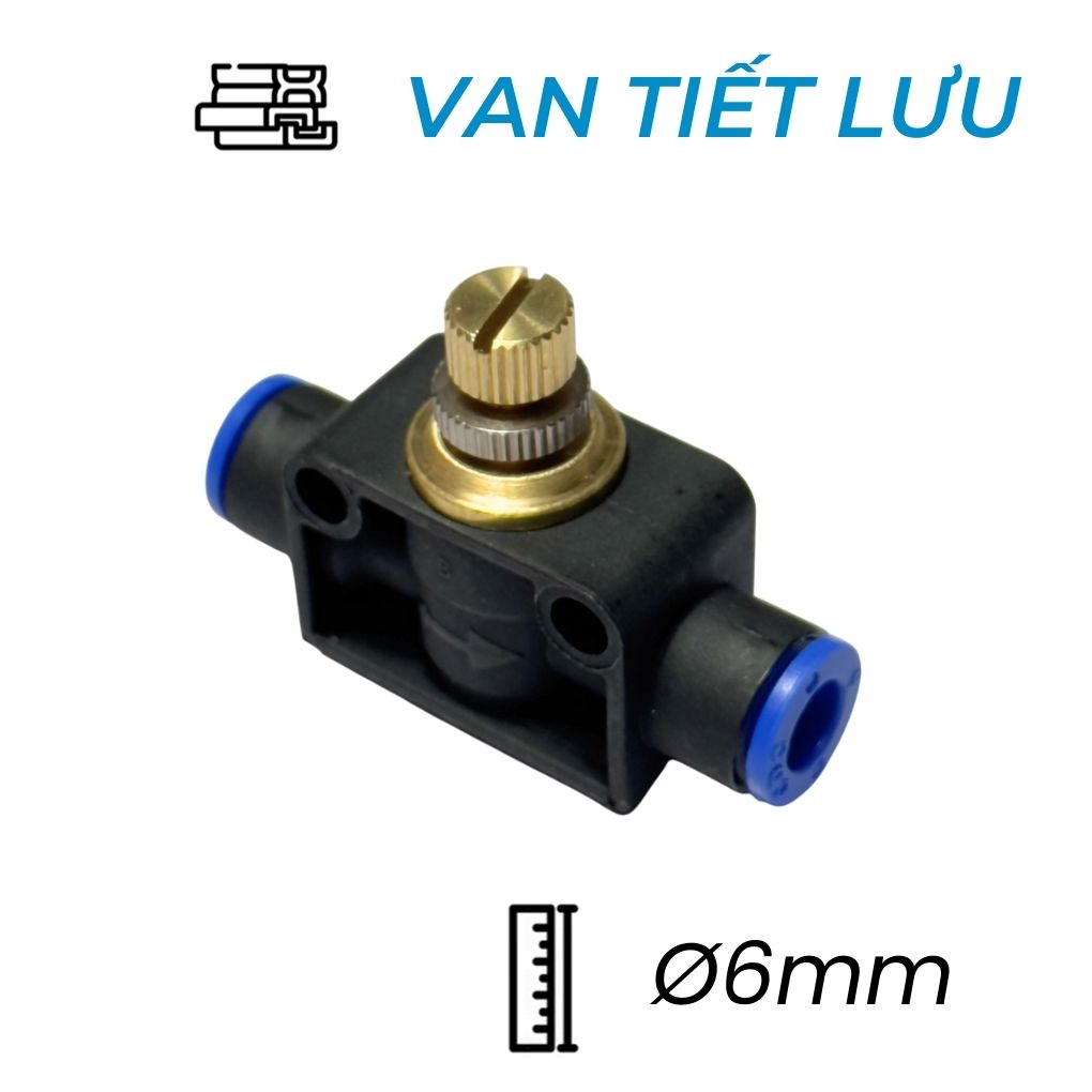 Van Tiết Lưu Khí Nén Thẳng Ø6mm CDC MSF 06 (Màu Đen)