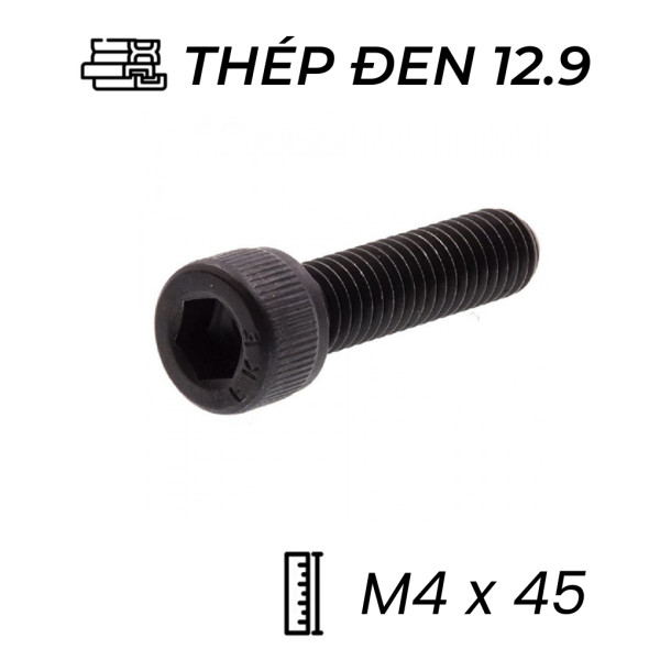Lục Giác Chìm Đầu Trụ Thép Đen 12.9 DIN912 M4x45
