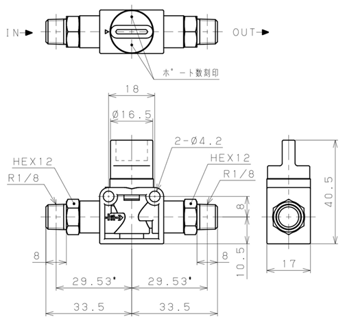 Bản vẽ kỹ thuật Van Tay Khí Nén Pisco HV01-01-2W