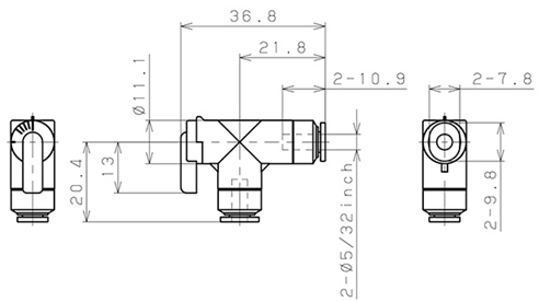 Bản vẽ kỹ thuật Van Bi Khí Nén, Loại Mini Pisco BVLU5/32-5/32
