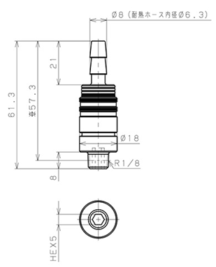 Bản vẽ kỹ thuật Bộ Đầu Ngạnh Nối Ống Dẫn Điều Khiển Nhiệt Độ Khuôn Đúc Dạng Thẳng Pisco AKC10-ID06B01