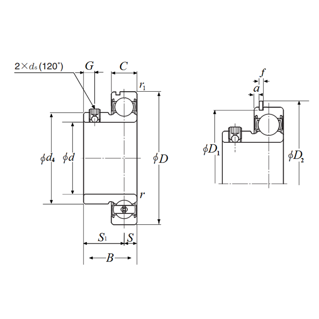 Bản vẽ kỹ thuật Vòng Bi Gối Đỡ 35x72x16 mm NTN ASS207N