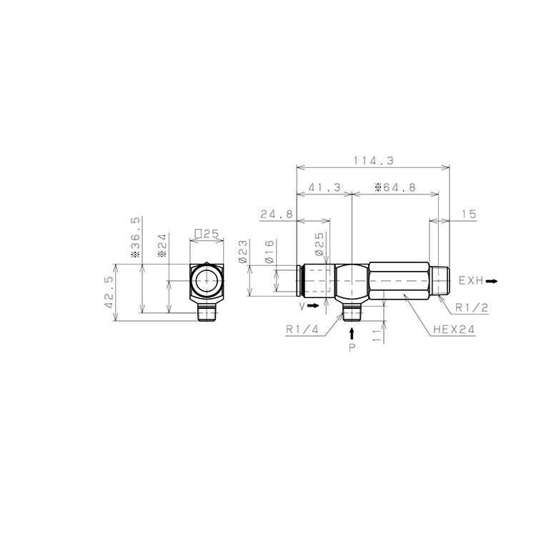 Bản vẽ kỹ thuật Bộ Tạo Chân Không Dòng VRL Pisco VRL300-160204