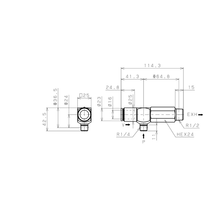 Bản vẽ kỹ thuật Bộ Tạo Chân Không Dòng VRL Pisco VRL200-160204