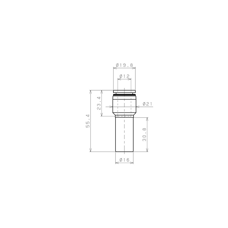 Bản vẽ kỹ thuật Đầu Nối Nhanh Khí Nén Giữa Ống Khí Và Fitting Dạng Nối Giảm Pisco PGJ16-12-C