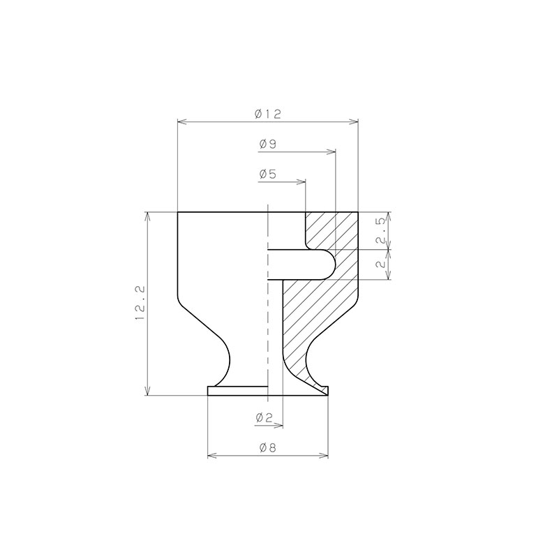 Bản vẽ kỹ thuật Đầu Nấm Hút Chân Không, Cao Su Nitrile - NBR, O.D 8 mm, Pisco VP8LN