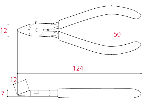 Bản vẽ kỹ thuật Kìm Cắt Chính TSUNODA PM-120DG