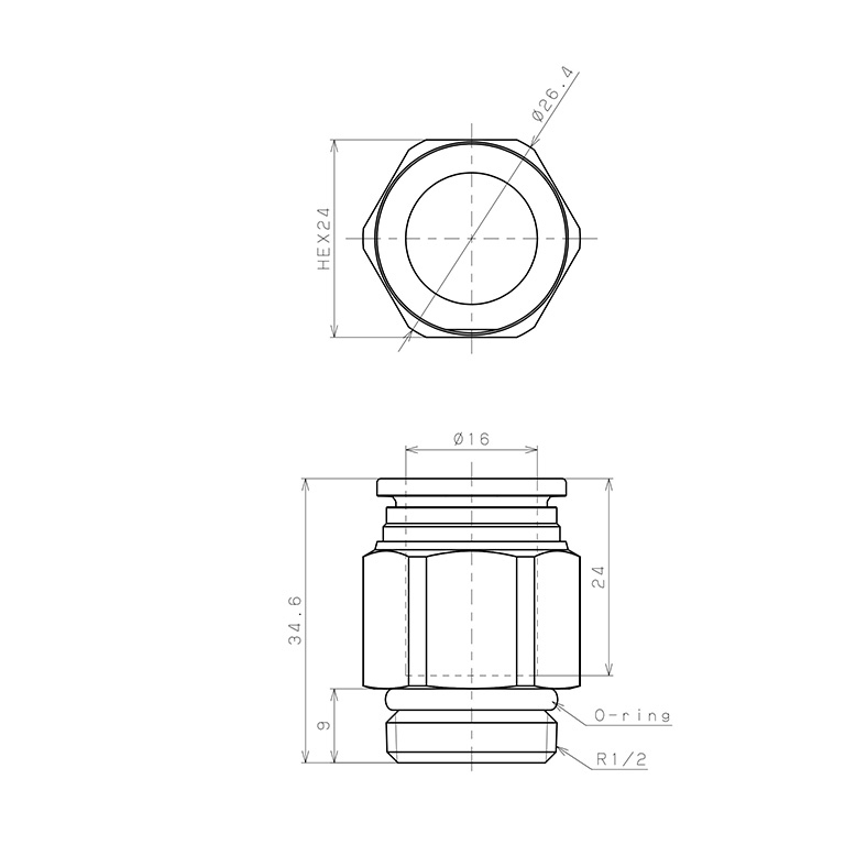 Bản vẽ kỹ thuật Van Bi Khí Nén Inox 316, Loại 10 Pisco SSPC16-04M