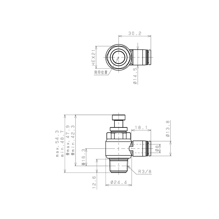Bản vẽ kỹ thuật Van Tiết Lưu Khí Nén Lưu Lượng Lớn Pisco JSC8-03AH