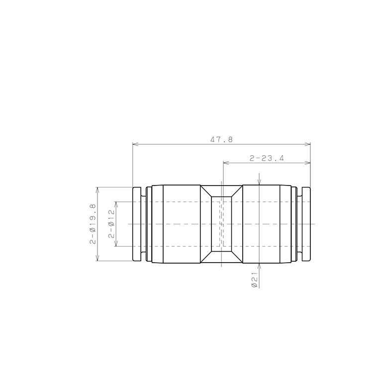 Bản vẽ kỹ thuật Đầu Nối Nhanh Khí Nén Dạng Thẳng Pisco SPPU12