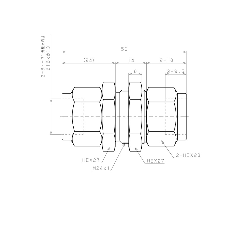 Bản vẽ kỹ thuật Đầu Ngạnh Nối Ống Có Đai Ốc Xiết Dạng Thẳng Lắp Kẹp Vách Pisco NSM1613
