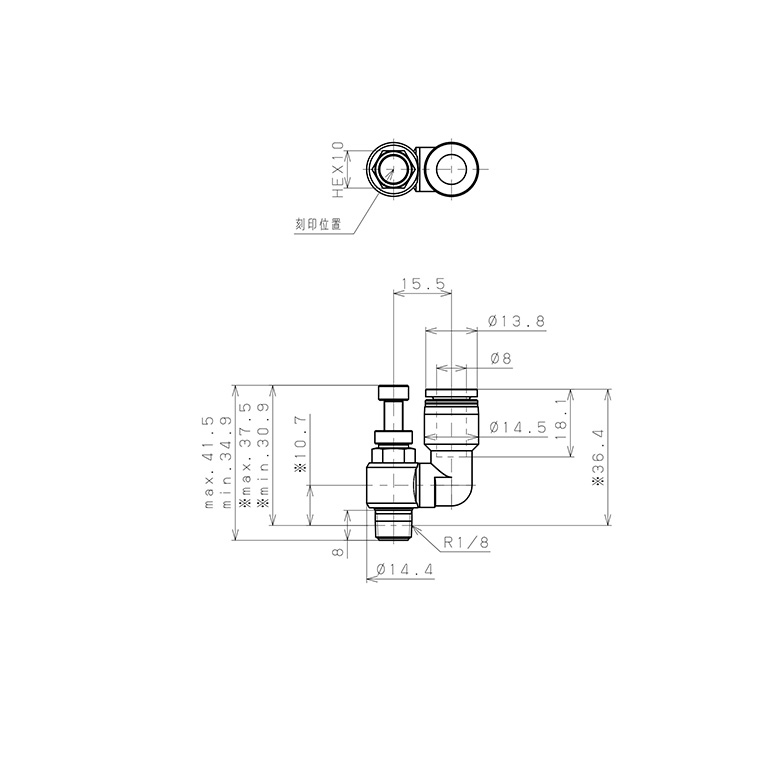 Bản vẽ kỹ thuật Van Tiết Lưu Khí Nén Pisco JSS8-01BW