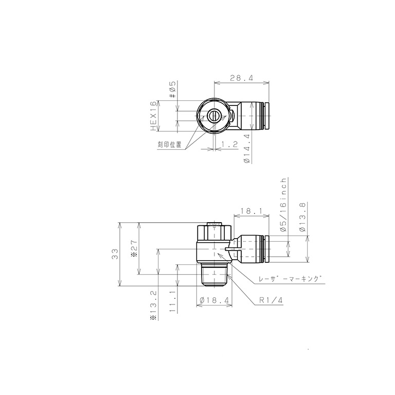 Bản vẽ kỹ thuật Van Tiết Lưu Khí Nén Đầu Vít Dẹp Pisco JSDC5/16-02AW